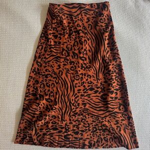 Forever 21 Burnt Orange/Brown skirt with animal print detail in black
